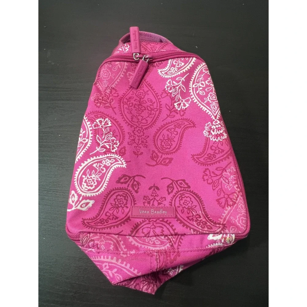 Vera‎ Bradley Pink Paisley Cosmetic Toiletry Travel Organizer Bag Case
